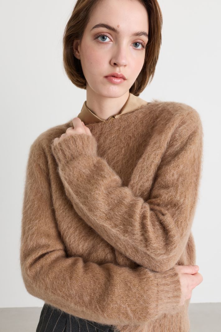 Pull droit en mohair mélangé - CHAMEAU - Intrend - 3