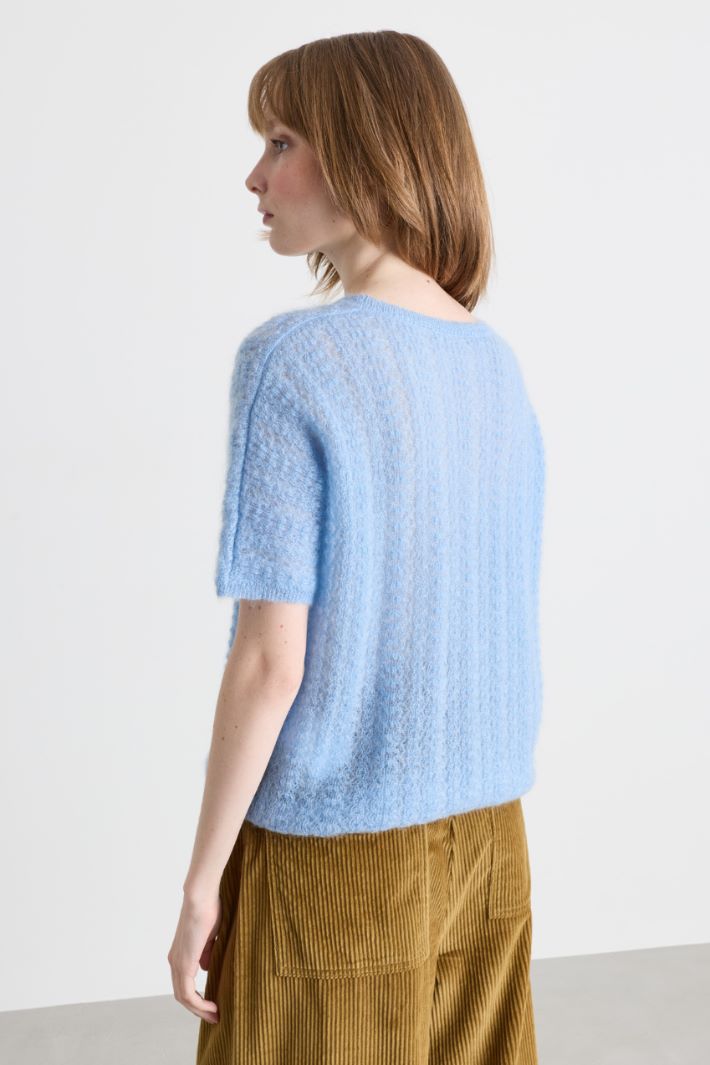 Maglia morbida a punto pizzo - AZZURRO - Intrend - 4