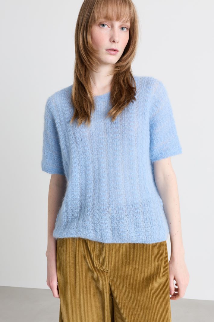 Maglia morbida a punto pizzo - AZZURRO - Intrend - 2
