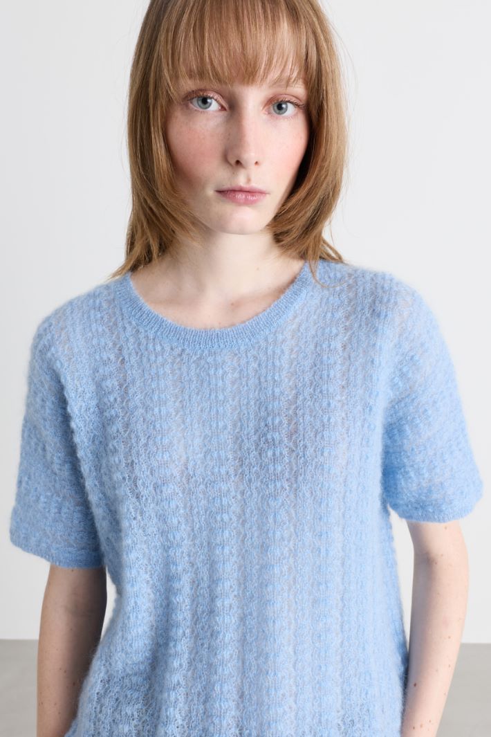 Maglia morbida a punto pizzo - AZZURRO - Intrend - 3