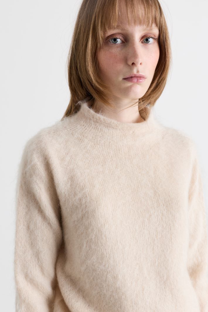 Rollkragenpullover aus kardiertem Mohair - BEIGE - Intrend - 3