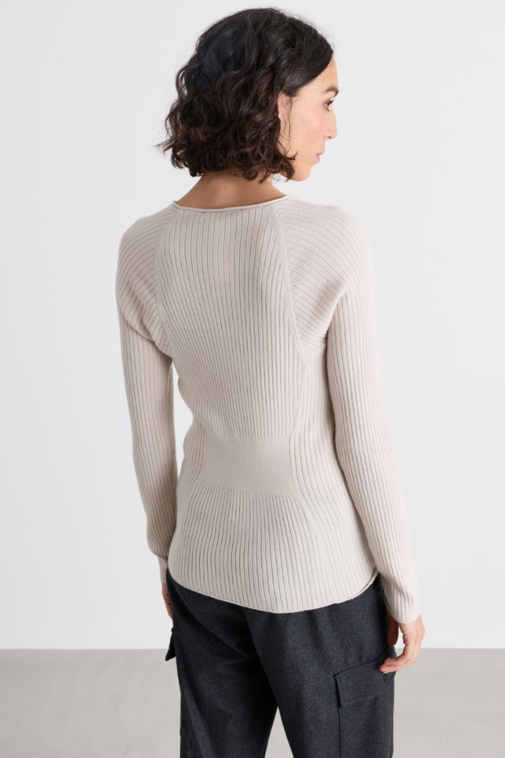 Maglia slim a coste - BIANCO - Intrend - 4