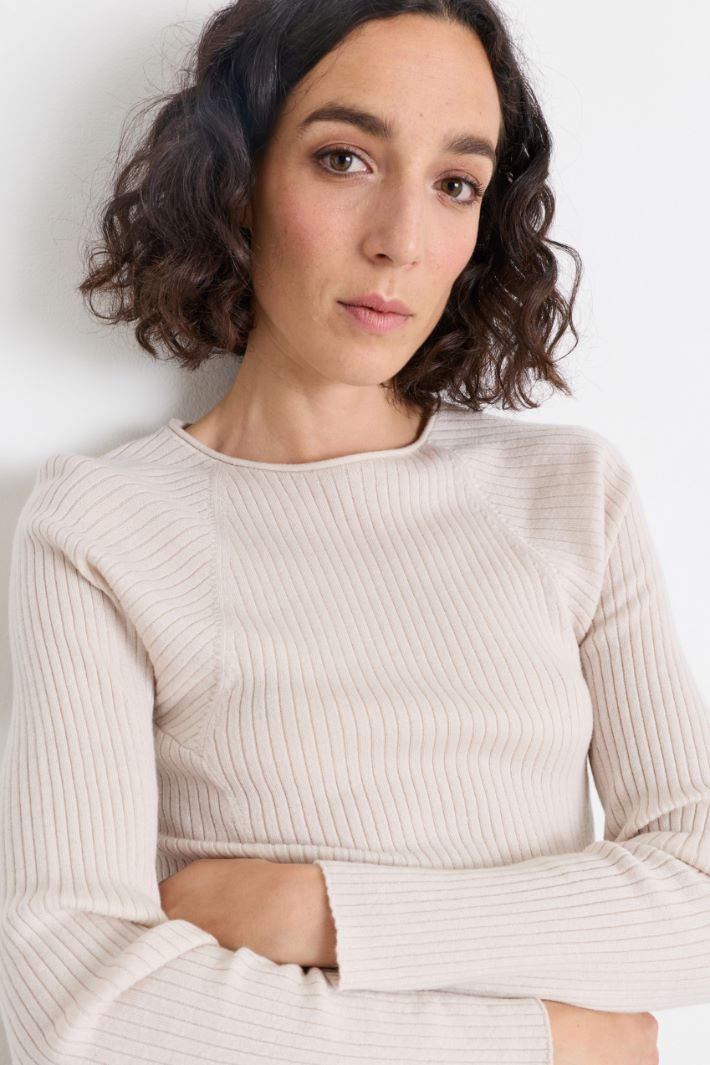 Maglia slim a coste - BIANCO - Intrend - 3