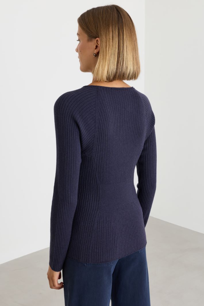 Maglia slim a coste - BLU - Intrend - 4