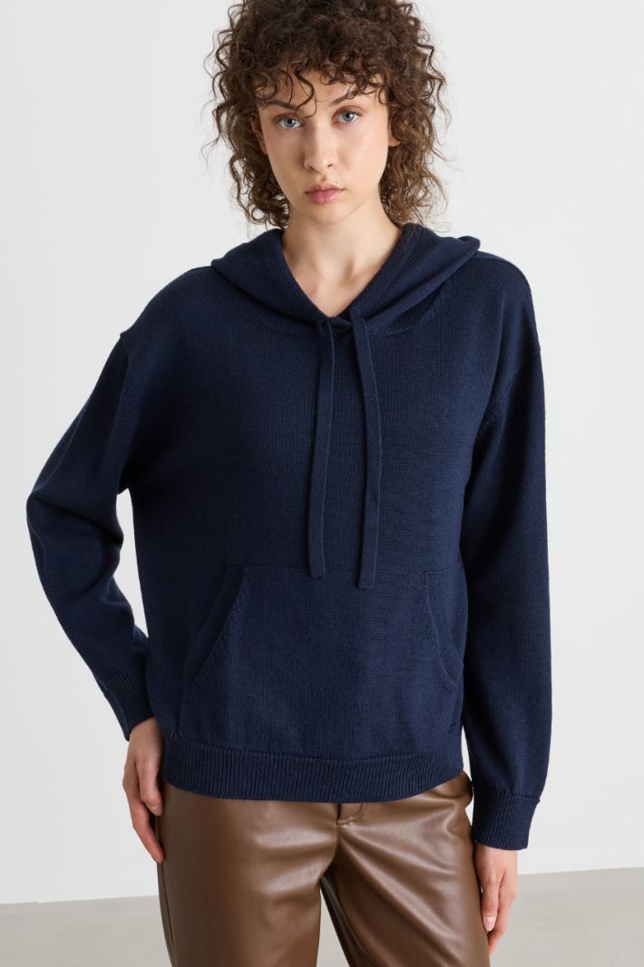 Maglia con cappuccio - BLU - Intrend - 2