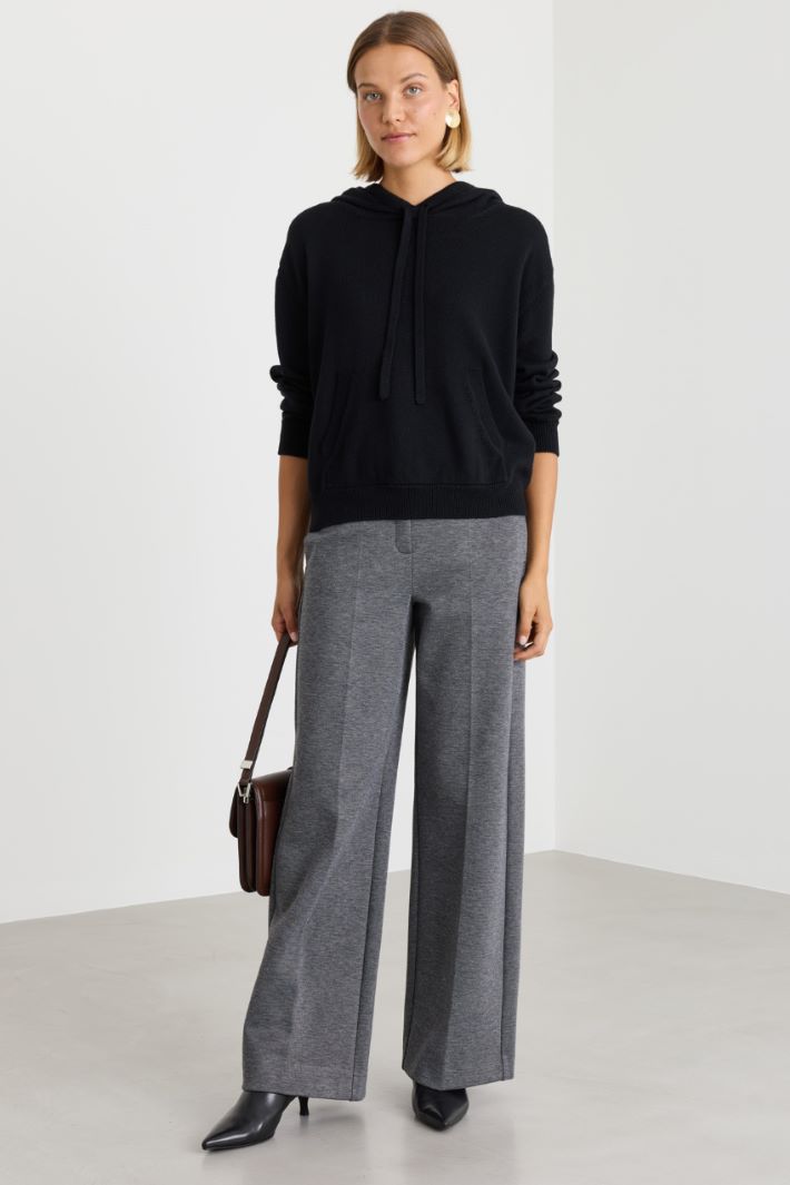 Hooded wool jumper - BLACK - Intrend