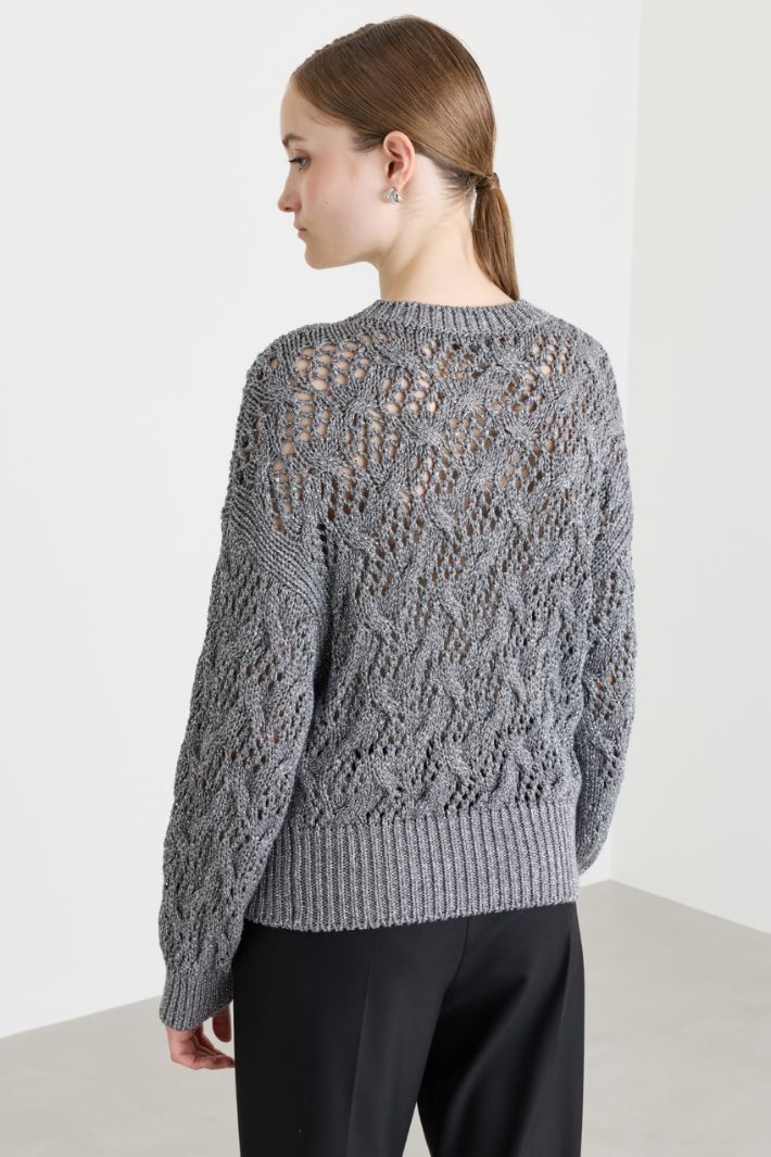 Diamond cord-knit jumper - GREY - Intrend - 4
