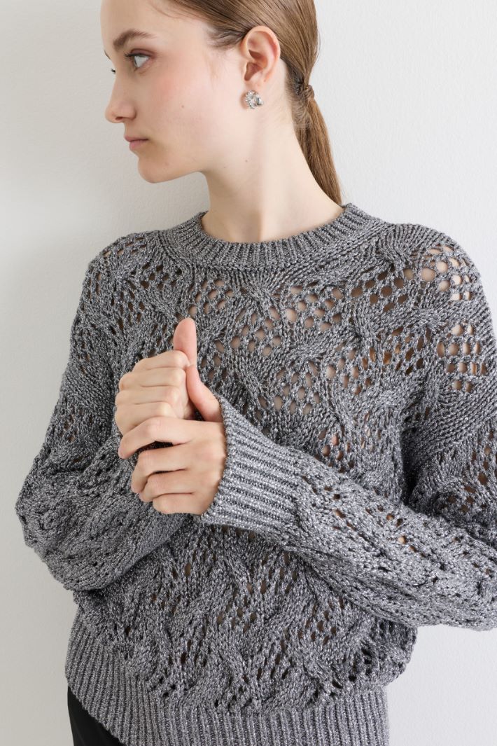 Diamond cord-knit jumper - GREY - Intrend - 3