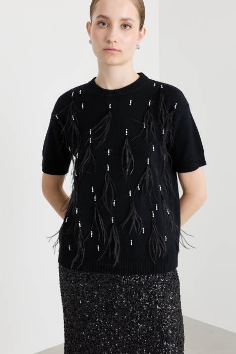 Embroidered wool and cashmere jumper - Intrend