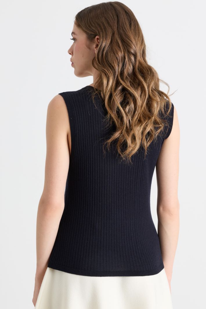Maglia aderente smanicata - BLU - Intrend - 4