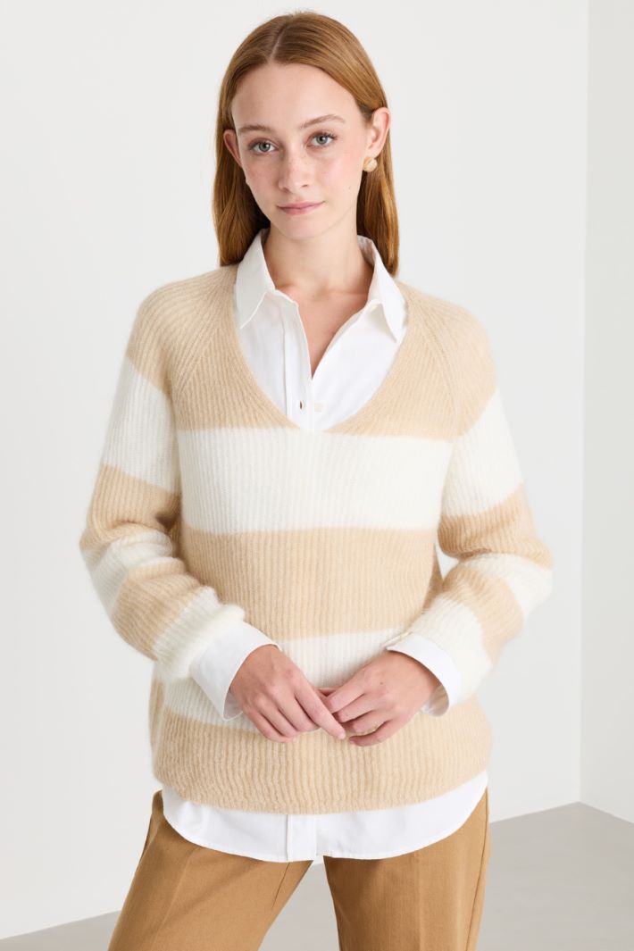 Fisherman's rib jumper - CAMEL WHITE - Intrend - 2