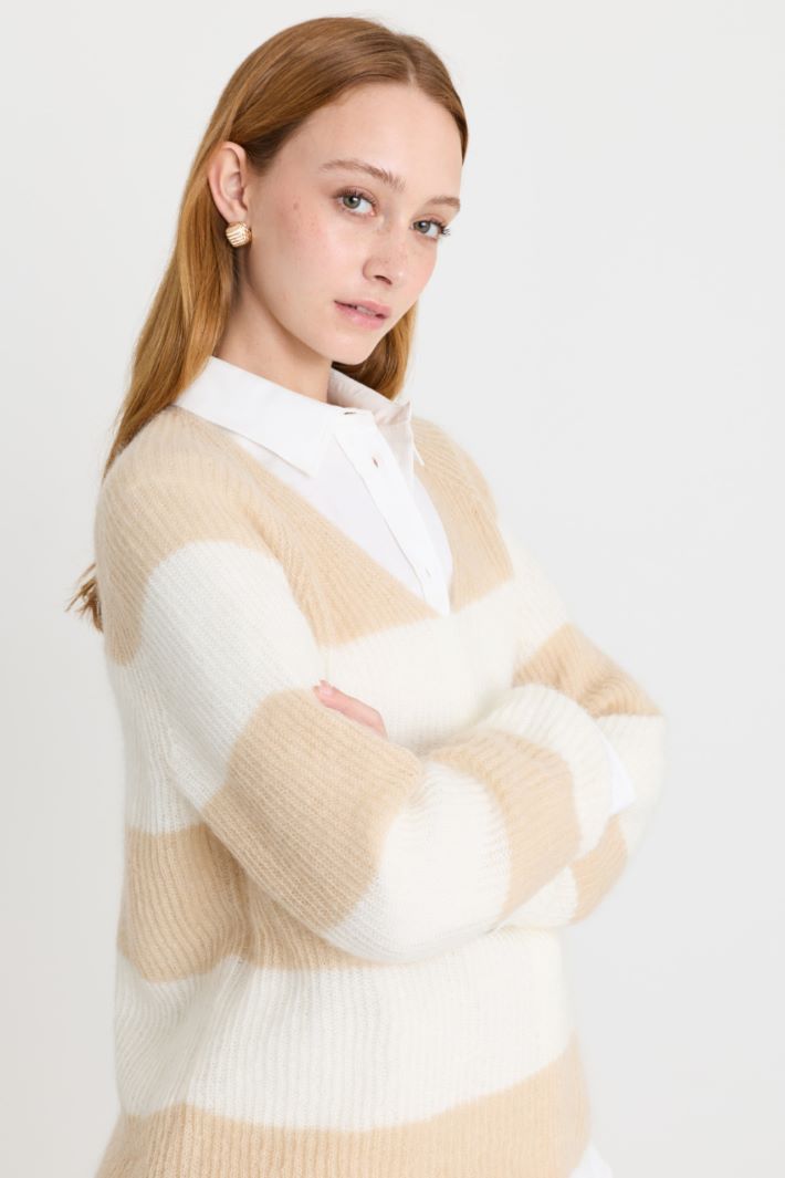 Fisherman's rib jumper - CAMEL WHITE - Intrend - 3