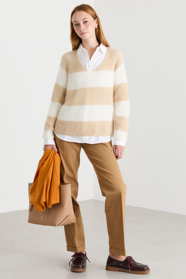 Fisherman's rib jumper - CAMEL WHITE - Intrend