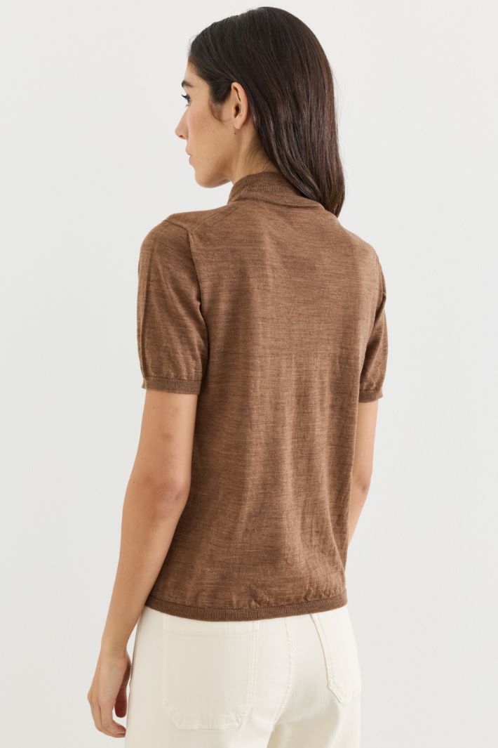 Puff-sleeve jumper - BROWN - Intrend - 4