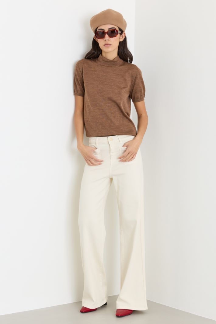 Pull à manches bouffantes - MARRON - Intrend