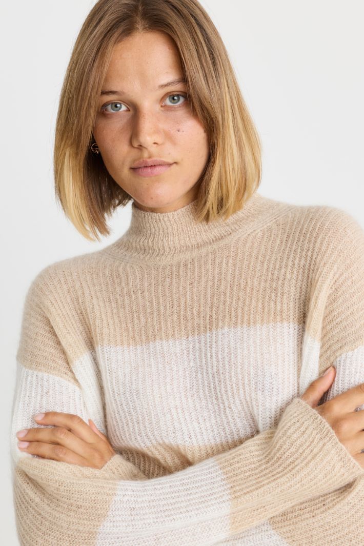 Maglia a collo alto - BIANCO BEIGE - Intrend - 3