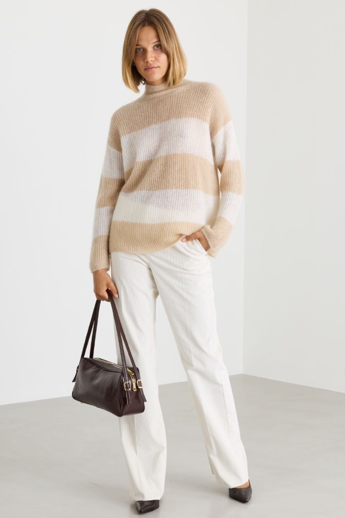Maglia a collo alto - BIANCO BEIGE - Intrend