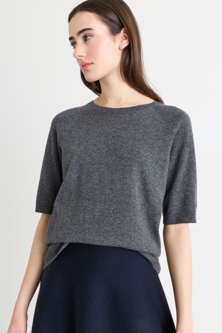 Short-sleeved jumper - GREY - Intrend - 3