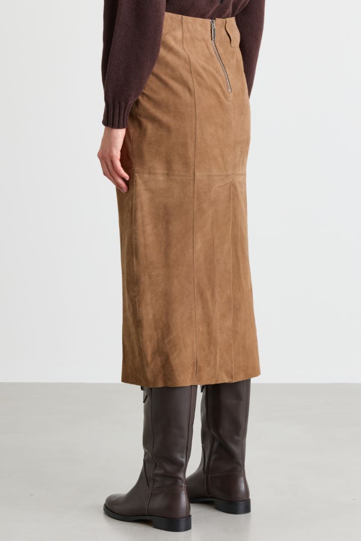 Cut-out column skirt - BROWN - Intrend - 4