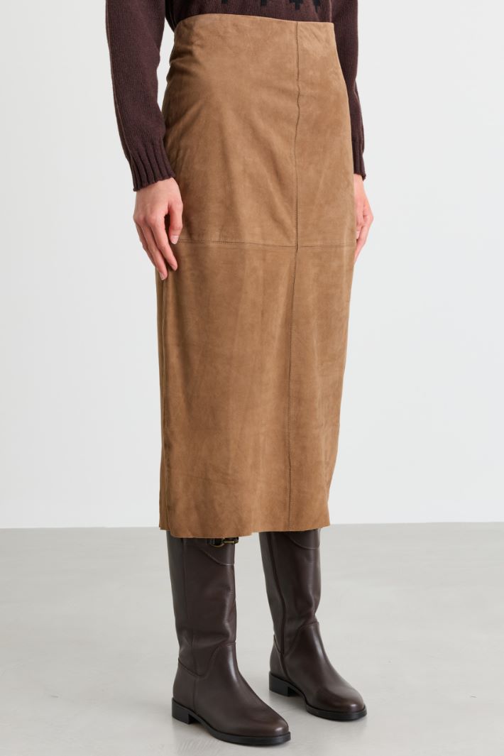 Cut-out column skirt - BROWN - Intrend - 2