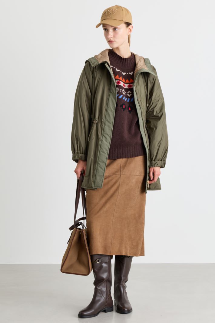 Cut-out column skirt - BROWN - Intrend
