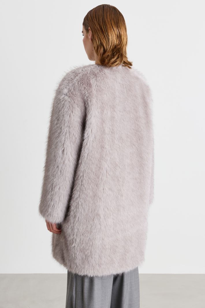 Soft and Warm Fabric Coat - GREY - Intrend - 4