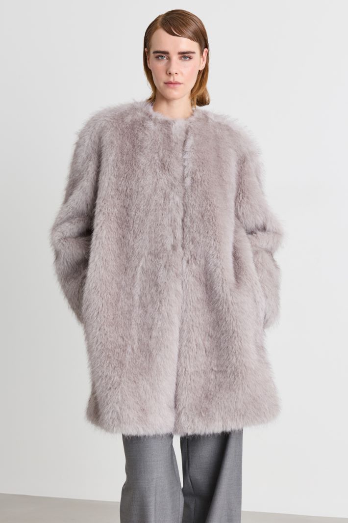 Soft and Warm Fabric Coat - GREY - Intrend - 2