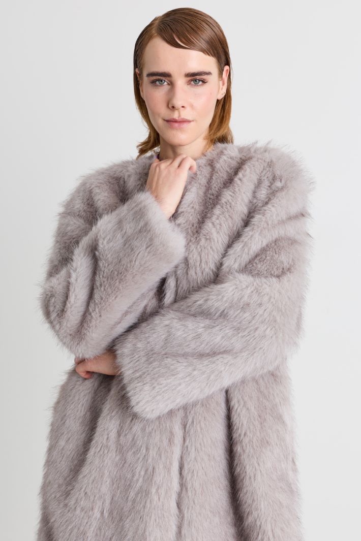 Soft and Warm Fabric Coat - GREY - Intrend - 3