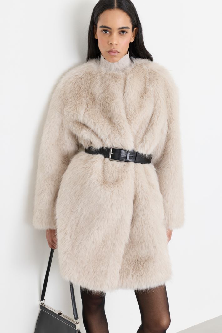 Soft and Warm Fabric Coat - BEIGE - Intrend - 2