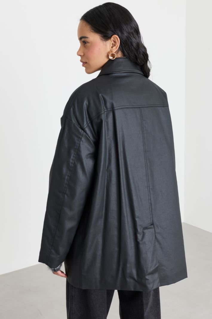 Veste en gabardine enduite - NOIR - Intrend - 4