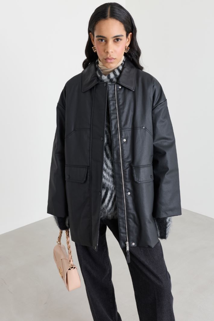Veste en gabardine enduite - NOIR - Intrend - 2