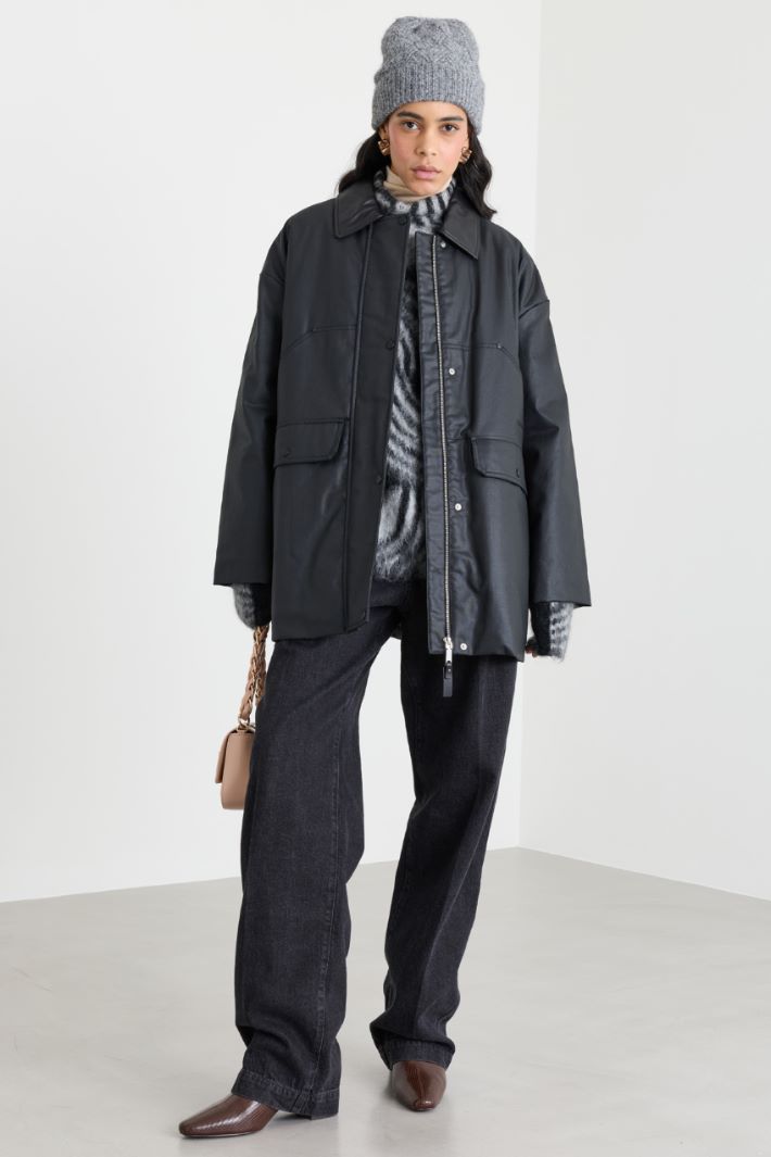 Veste en gabardine enduite - NOIR - Intrend
