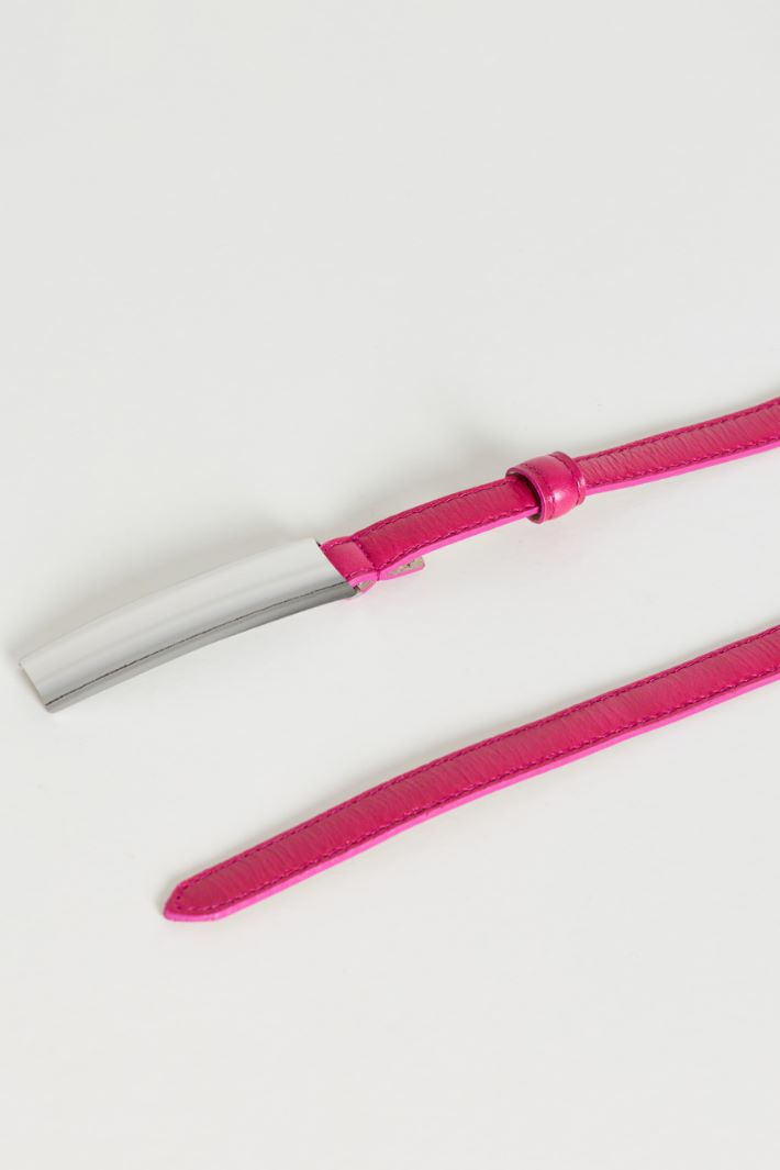 Cintura sottile in pelle - FUXIA - Intrend - 2