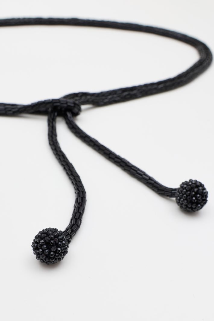Beaded Tubular Belt - BLACK - Intrend - 2