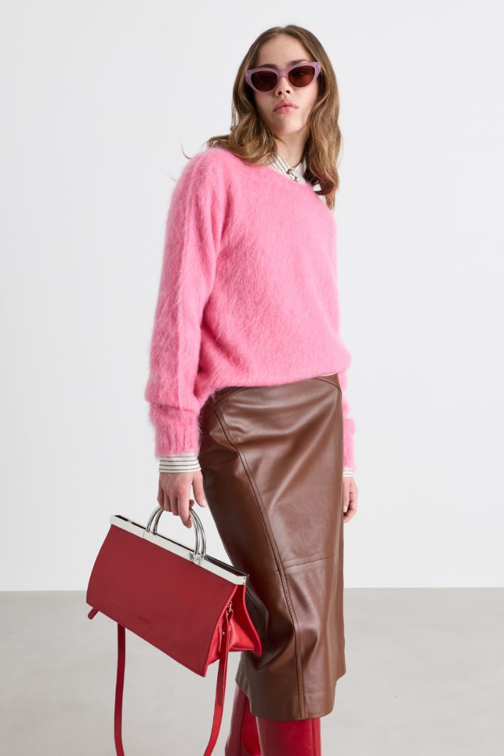 Leather Frame Bag - RED - Intrend - 5