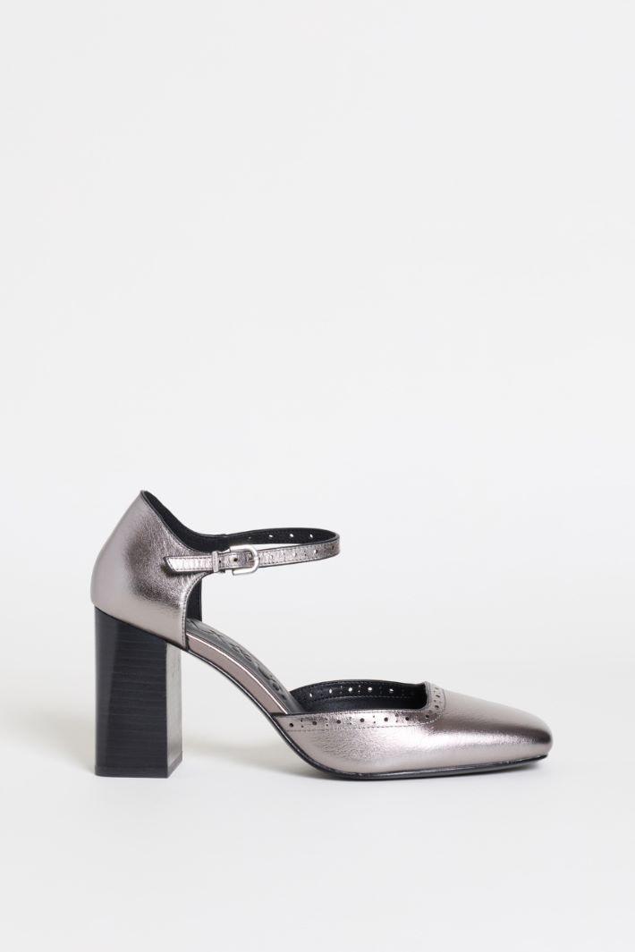 Laminated leather Mary Janes - SILVER - Intrend