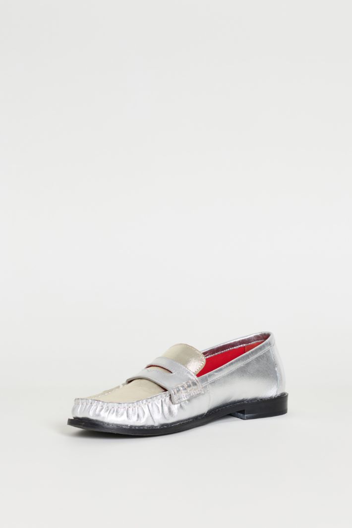 Mocasines de piel laminada - PLATA - Intrend - 3