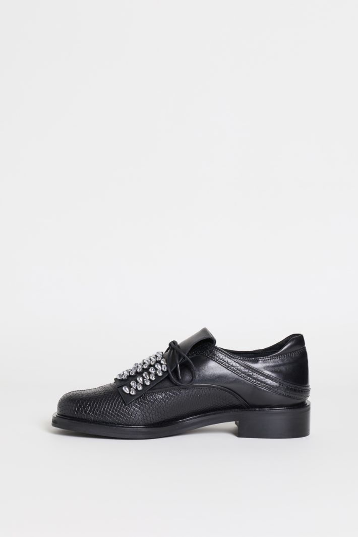 Brogues en cuir à frange-bijou - NOIR - Intrend - 3