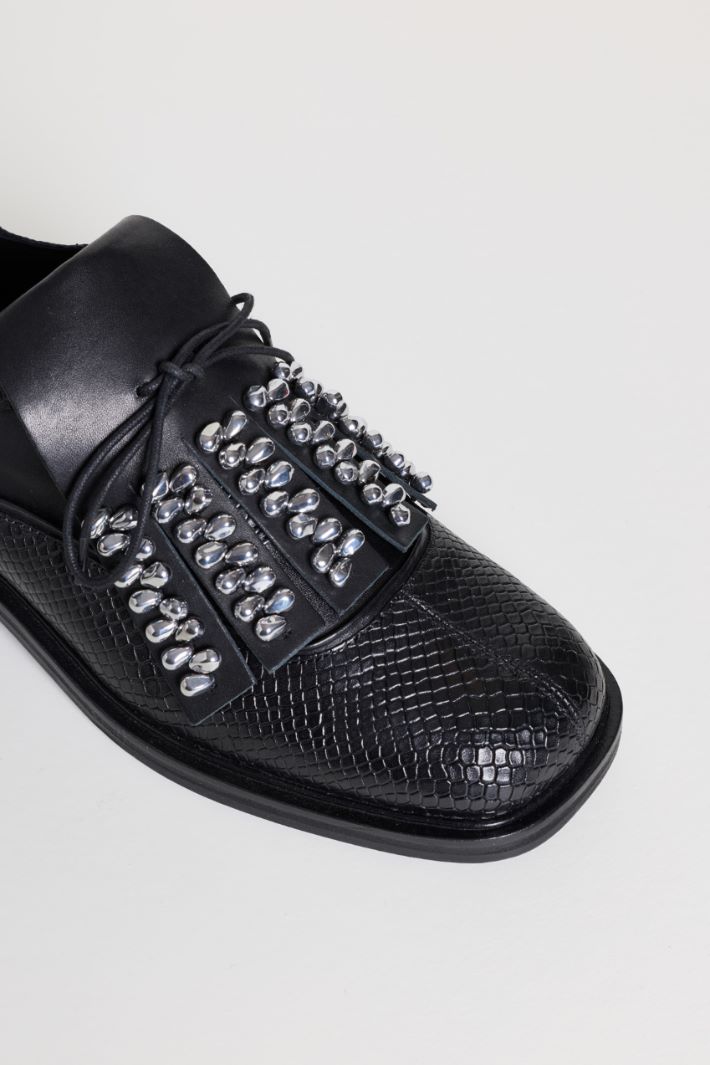 Brogues en cuir à frange-bijou - NOIR - Intrend - 4