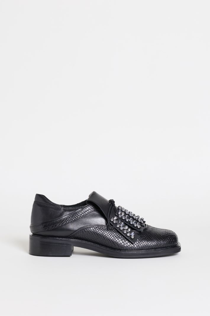 Brogues en cuir à frange-bijou - NOIR - Intrend