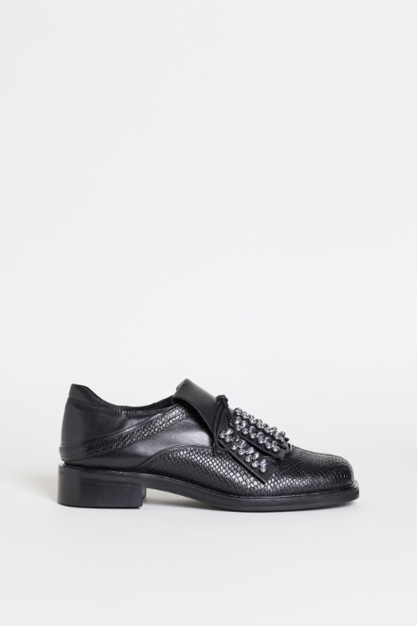 Zapatos brogue de piel con fleco joya - Intrend