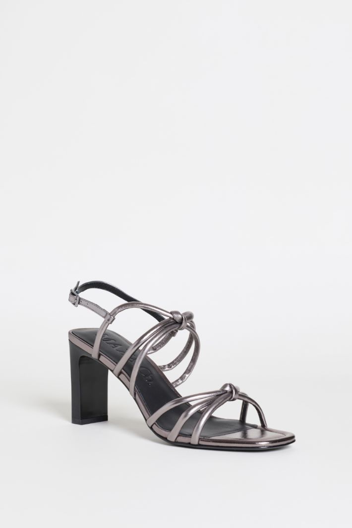 Laminated leather sandals - SILVER - Intrend - 2