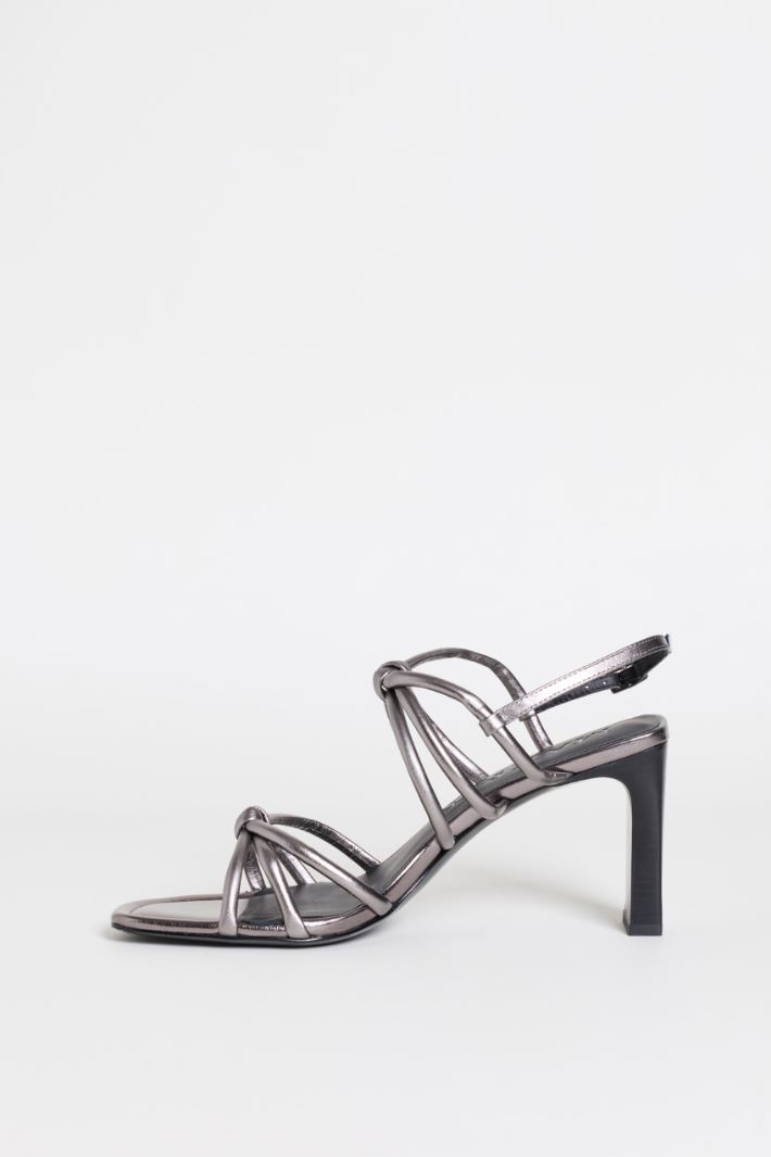 Laminated leather sandals - SILVER - Intrend - 3