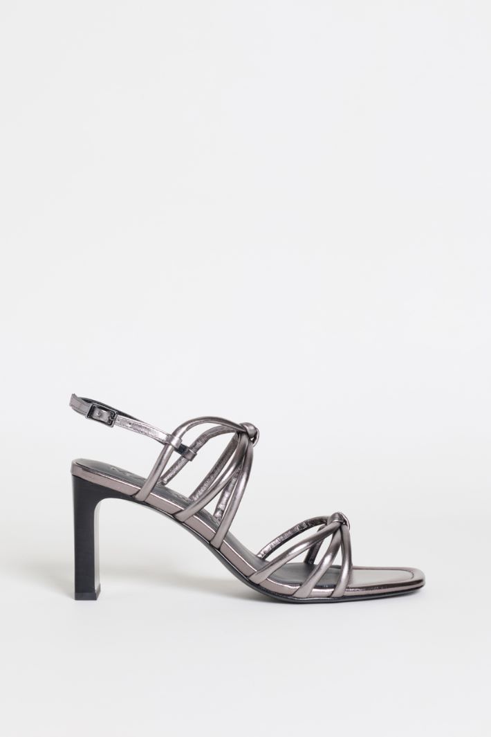 Laminated leather sandals - SILVER - Intrend