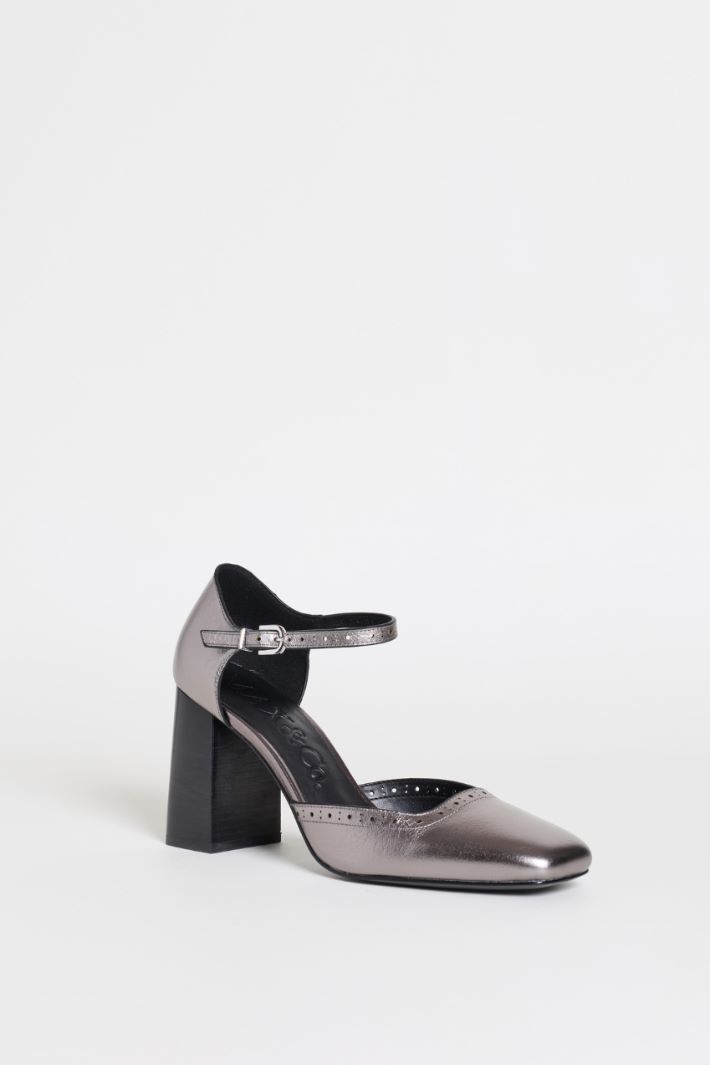 Laminated Leather Mary Janes - SILVER - Intrend - 2