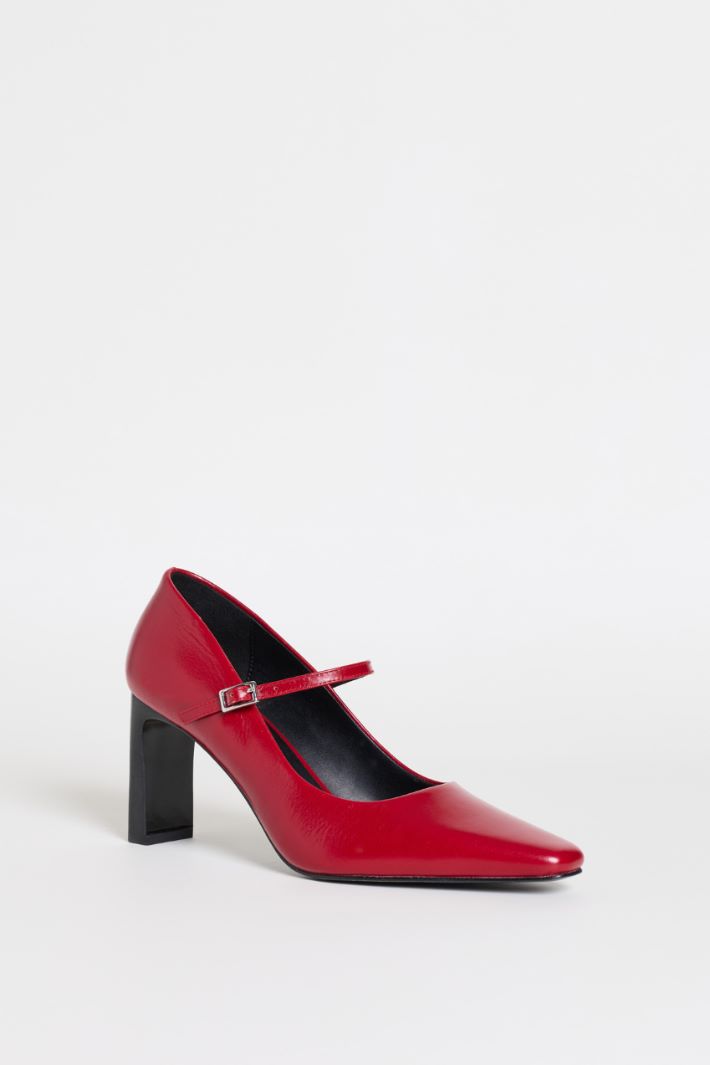 Leather Mary Jane pumps - RED - Intrend - 2
