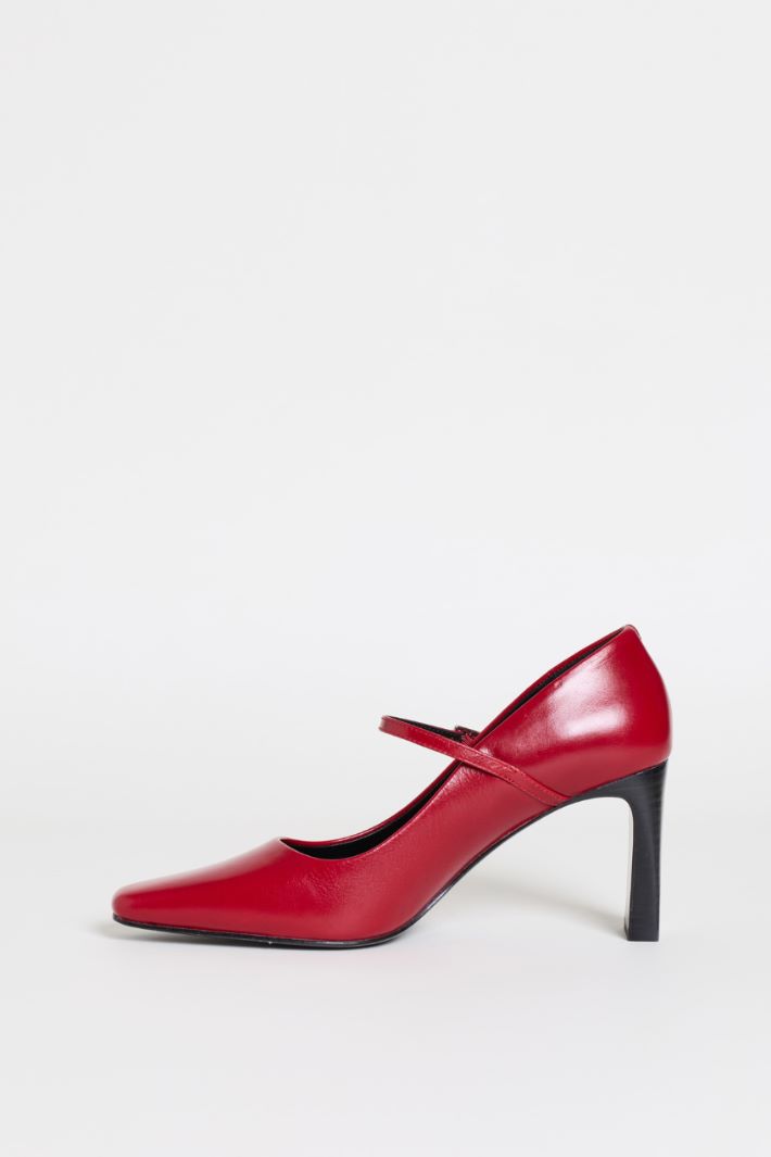 Leather Mary Jane pumps - RED - Intrend - 3