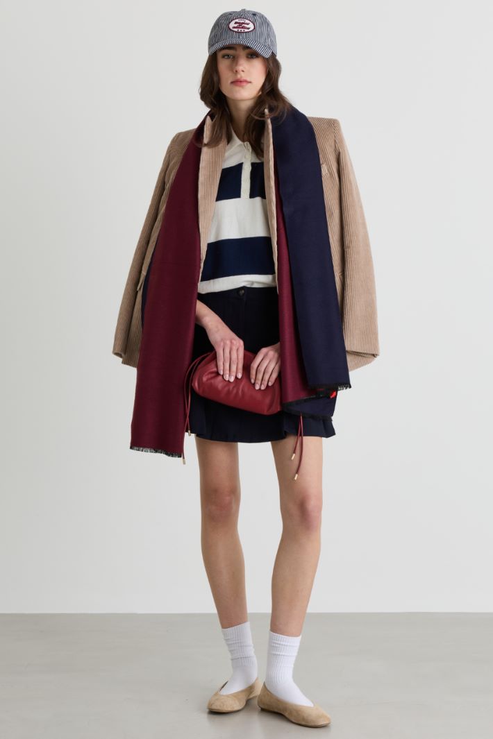 Double-Faced Stole - BORDEAUX BLUE - Intrend