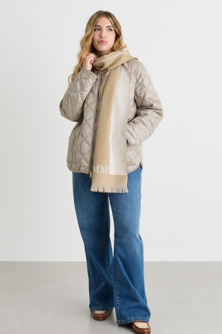 Cotton jacquard stole - CAMEL WHITE - Intrend - 2