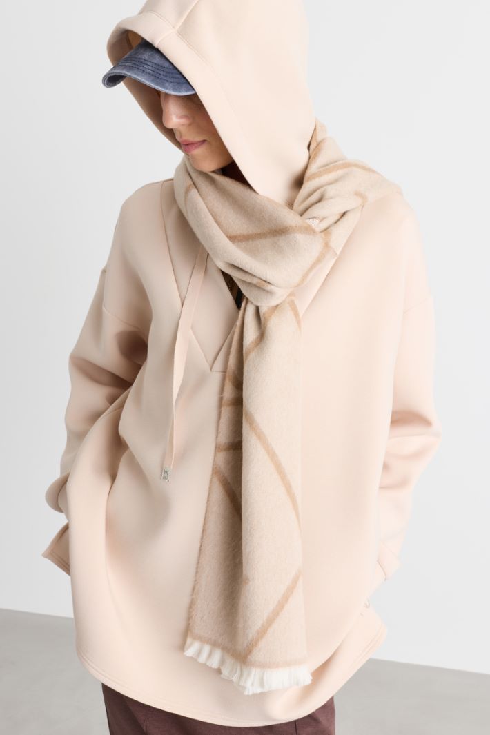 Brushed wool stole - BEIGE WHITE - Intrend - 2